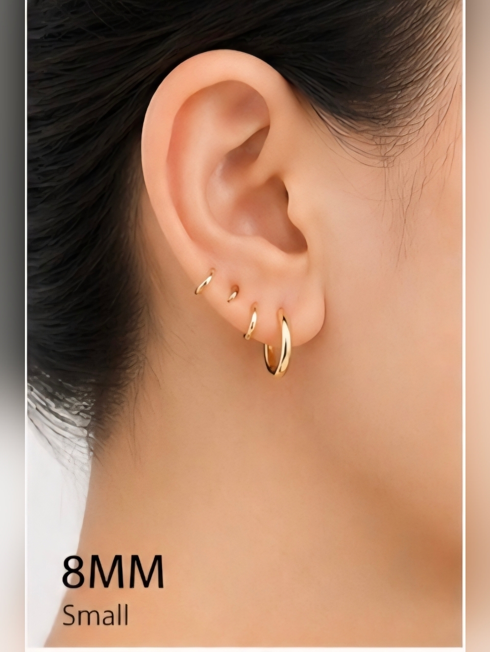 14K Gold Plated Huggie Hoop Earrings Pick Size 6mm 8mm 10mm 12mm 14mm NWT - Picture 2 of 10